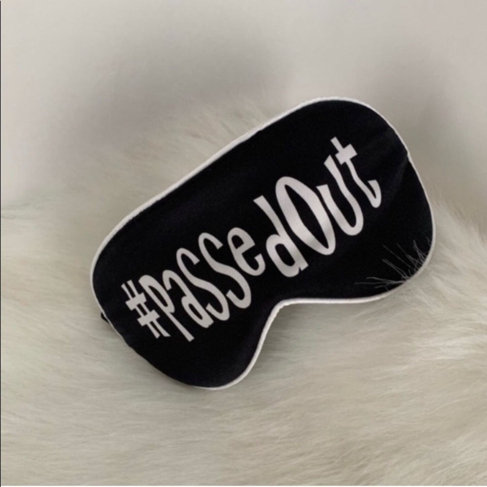Silk Sleeping Eye Mask Hashtag PassedOut Black